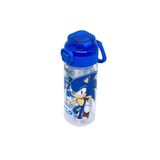 Wiggle 500ml Sonic Temalı Desenli Yumuşak Silikon Pipetli Kulplu Kilitlenebilir Su Matarası