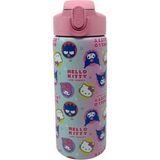 Wiggle 600ML Hello Kitty - Kuromi & Friends Lisanslı Pipetli Kilitlenebilir Kapak Paslanmaz Çelik Termos Matara - 0,60 lt