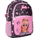 WİGGLE Barbie Büyük Boy 3 Bölmeli Cepli Çocuk Okul Sırt Çantası Siyah-Pembe