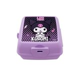 Wiggle Kuromi Temalı Lisanslı 4 Bölmeli Plastik Çocuk Beslenme Kutusu - Yemek Saklama Kabı Kaşık ve Çatallı (Lila-1)