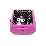 Wiggle Kuromi Temalı Lisanslı 4 Bölmeli Plastik Çocuk Beslenme Kutusu - Yemek Saklama Kabı Kaşık ve Çatallı (Pembe)