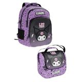 Wiggle Kuromi Temalı Lisanslı Premium 2'li Okul Seti Sırt Çantası ve Beslenme Çantası