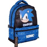 Wiggle Sonic The Hedgehog Büyük Boy 3 Bölmeli Mini Cepli Çocuk Okul Sırt Çantası Siyah