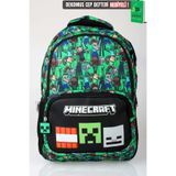 WİGGLE x Dekomus Lisanslı Minecraft Creeper Piksel Desenli Büyük Boy Okul Çantası