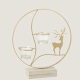 Wigo Geyik Desenli 2Li Tealight Mumluk Ekru