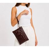 Wikidays.s Moda Trendi Kadın Orta Boy Yıldız Desenli El Çantası - Parlak Dokulu Bilek Askılı Portföy Clutch - Bordo