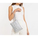 Wikidays.s Moda Trendi Kadın Orta Boy Yıldız Desenli El Çantası - Parlak Dokulu Bilek Askılı Portföy Clutch - Gümüş