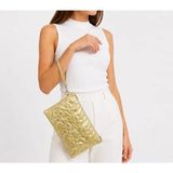 Wikidays.s Moda Trendi Kadın Orta Boy Yıldız Desenli El Çantası - Parlak Dokulu Bilek Askılı Portföy Clutch - Sarı
