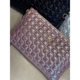 Wikidays.s Moda Trendi Kare Kapitone Desenli Kadın El ve Omuz Çantası Portföy Clutch (Orta Boy) - Pembe