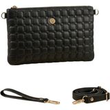 Wikidays.s Moda Trendi Kare Kapitone Desenli Kadın El ve Omuz Çantası Portföy Clutch (Orta Boy) - Siyah