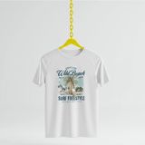 Wild Beach Surf Freestyle Baskılı Oversıze Retro Vintage Bisiklet Yaka Pamuklu Kadın ve Erkek Tshırt - Beyaz - XL