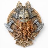 Wild Eric Viking Büst – El Yapımı Viking Duvar Dekoru ve Masaüstü Heykeli | Taş Tozu Döküm İskandinav Temalı Dekoratif Obje | Tanto Bushcraft