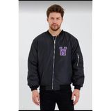 Wild One Baskılı Erkek Bomber Mont – Panter Desenli, Fermuarlı, Kapitone Astarlı Ceket - Siyah - XL
