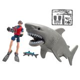 Wild Quest Köpekbalığı Oyun Seti 22 cm Okyanus Köpekbalığı 10 cm Hareketli Dalgıç Figürü Küçük Balık Ve Su Altı Keşif Aksesuarlı Çocuk Rol Ve Aksiyon Oyuncak Seti