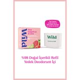 WILD Refill Yedek Stick Deodorant İçi %98 Doğal Formül - Pink Grapefruit & Lime 40 g