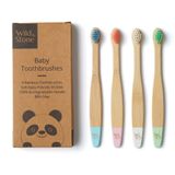 Wild & Stone | Organik bebek bambu diş fırçası | dört renk | yumuşak elyaf kıllar | %100 biyolojik olarak çözünebilir sap | BPA içermez | vegan çevre dostu bebek diş fırçası