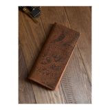 Wild West Crafted Business Plus Kaşmir Desen DB hakiki deri Telefon Bölmeli Uzun Cüzdan Doğum günü&Babalar günü hediye