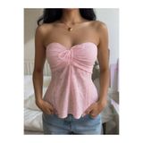 Wildco Şeker Pembe Fisto Detaylı Straplez Peplum Bluz, Toz Pembe Volanlı Kadın Bluz