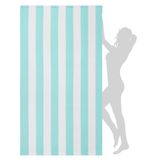 WILFA Ekstra Büyük Plaj Havlusu - Büyük Boy Mircofiber Havlu 105 cm x 180 cm, XL Çizgili Hafif Havuz Havlusu, Yetişkinler için Büyük Cabana Yüzme Seyahat Havlusu Erkek Kadın, Aqua