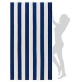 WILFA Ekstra Büyük Plaj Havlusu - Büyük Boy Mircofiber Havlu 40 x 70 inç, XL Çizgili Hafif Havuz Havlusu, Yetişkinler için Büyük Cabana Yüzme Seyahat Havlusu Erkek Kadın, Koyu Mavi