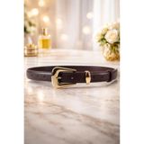 WilliamPolo WİLLİAMPOLO Full Grain Deri Gold Toka Kahverengi Kadın Kemer