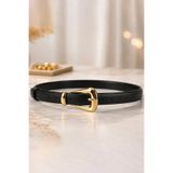 WilliamPolo WİLLİAMPOLO Full Grain Deri Gold Toka Siyah Kadın Kemer