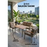 Willit Larissa bahçe takımı Cappuccino bahçe takımı 2+1+1 ( Masa 55*105 2Li 70*130 Tekli 70*70)