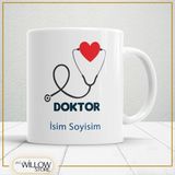Willow Store Doktor 5 Temalı Porselen Kupa Bardak,hediyelik,yüksek Kalite,meslekler Temalı - 001 - Beyaz - 330 ml