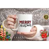 Willow Store Merry Christmas ,noel Temalı Porselen Kupa Bardak,yılbaşı,merry Christmas,hediyelik 100 - 001 - Beyaz - 330 ml