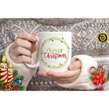 Willow Store Merry Christmas ,noel Temalı Porselen Kupa Bardak,yılbaşı,merry Christmas,hediyelik 90 - 001 - Beyaz - 330 ml