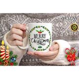 Willow Store Merry Christmas ,noel Temalı Porselen Kupa Bardak,yılbaşı,merry Christmas,hediyelik 91 - 001 - Beyaz - 330 ml