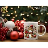Willow Store Noel Sevimli Kardan Adam 4 Temalı Porselen Kupa Bardak,yılbaşı,merry Christmas,hediyelik - 001 - Beyaz - 330 ml
