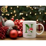 Willow Store Noel Temalı N Harfi Porselen Kupa Bardak,hediyelik,yılbaşı,isim Temalı,merry Christmas - 001 - Beyaz - 330 ml