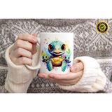 Willow Store Sevimli Kaplumbağa 11 Figürlü Porselen Kupa Bardak,yüksek Kalite,hediyelik - 001 - Beyaz - 330 ml