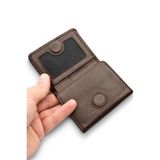 WillPolo Garnet Hakiki Deri Uniseks Cüzdan - Mıknatıslı, Katlamalı Minimalist Kartlık - Kahverengi