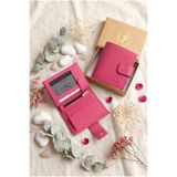WillPolo - Hakiki Deri Bozuk Para Bölmeli Çıtçıtlı Orta Boy Kadın Cüzdan Kartlık (11.5 X 9.5 cm) - Pembe-1