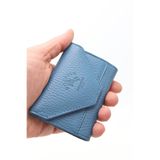 WillPolo - Hakiki Deri Cover 12 Bölmeli Mavi Akordiyon Kartlık Zarf Model Kredi