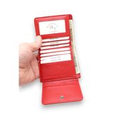 WillPolo - Hakiki Deri Fermuarlı Bozuk Para Bölmeli Çıtçıtlı Küçük Boy Kadın Cüzdan Kartlık (9x11 cm) - Kırmızı