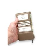 WillPolo - Hakiki Deri Fermuarlı Bozuk Para Bölmeli Çıtçıtlı Küçük Boy Kadın Cüzdan Kartlık (9x11 cm) - Krem