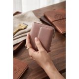WillPolo - Hakiki Deri Fermuarlı Bozuk Para Bölmeli Çıtçıtlı Küçük Boy Kadın Cüzdan Kartlık (9x11 cm) - Pembe