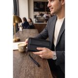 WillPolo - Hakiki Deri Telefon Bölmeli Lüx El Çantası Portföy Cüzdan - Siyah-1