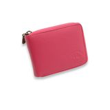 WillPolo Hakiki Deri Unisex Cüzdan - Tam Fermuarlı Güvenli Kapanma, Çoklu Kartlık - Pembe