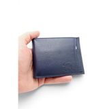 WillPolo - Hakiki Natural Deri Bozuk Para Bölmeli Çıkma Kartlıklı Kanguru Model Yatay Cüzdan (11 x 9 cm) - Lacivert