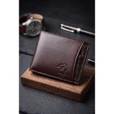Willpolo Hakiki Natural Deri Bozuk Para Bölmeli Çıkma Kartlıklı Kanguru Model Yatay Deri Cüzdan ( 11 x 9 cm ) - Kahverengi
