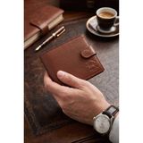 Willpolo Hakiki Natural Deri Bozuk Para Bölmeli Çıtçıtlı Yatay Deri Cüzdan ( 11 x 9 cm ) - Taba