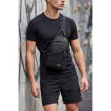 WillPolo - Seventeen Kanvas Kumaş Orta Boy Çapraz Göğüs ve Sırt Çantası 4 Fermuarlı Bölmeli (17x28 Cm) - Siyah-2