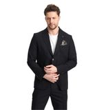 Wilson Erkek Siyah Pamuk Karışımlı Serin Tutan Yazlık Kumaş Slim Fit Yarım Astarlı Spor Blazer Ceket Siyah 54