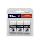 WILSON Roland-Garros Tenis Overgrip - 3'lü Paket, Beyaz/Lacivert