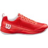 Wilson Rush Pro 4.5 Erkek Tenis Ayakkabısı Kırmızı Toprak Kort İçin Kalın Tabanlı Deri-Sentetik