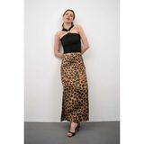 Win Moda Desenli Saten Etek - Saten Etek - Uzun Etek / Kod Çokrenkli - Leopar